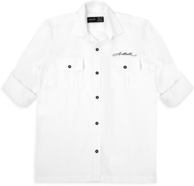 CAVIO Boys Solid Casual White Shirt