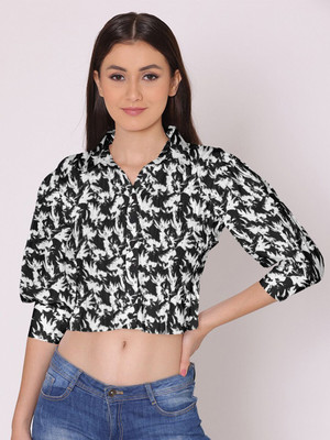 Dressberry Women Printed Casual Black Shirt