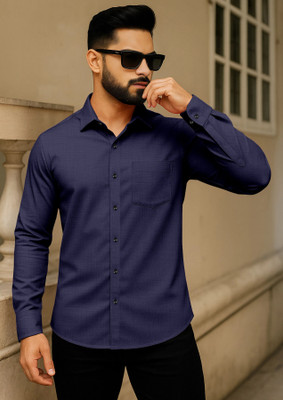 AITAVIKOVERSEAS Men Solid Casual Dark Blue Shirt