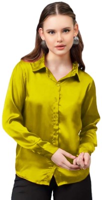 Pyramid Fashions Women Solid Casual Yellow Shirt