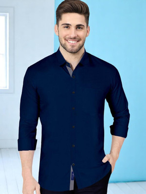 LAXMI TRENDING Men Solid Casual Blue Shirt