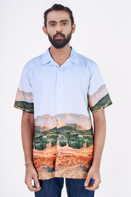 Leriya Fashion Men Printed Casual Orange Shirt