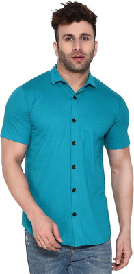 Money Leaf Men Solid Casual Light Green Shirt