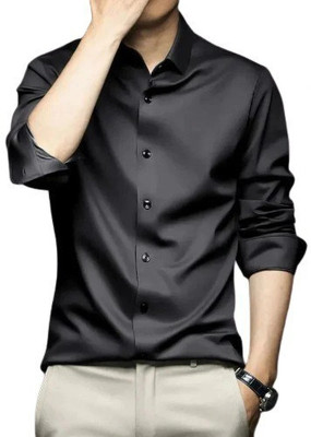 SATADHAR ENTERPRISES Men Solid Casual Black Shirt