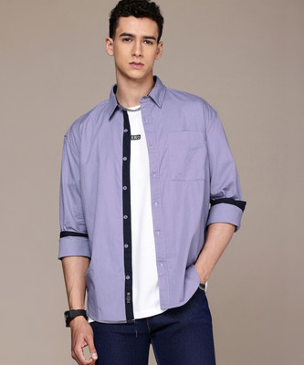 Roadster Men Solid Casual Purple Shirt