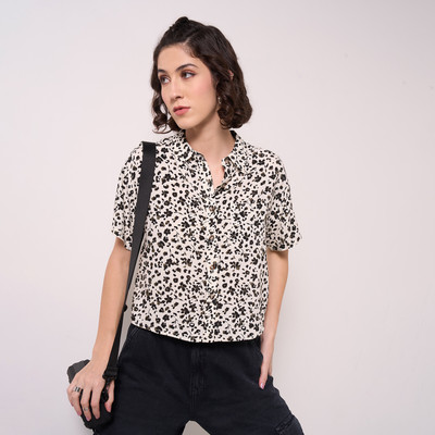 SF Jeans by Pantaloons Women Printed Casual White Shirt