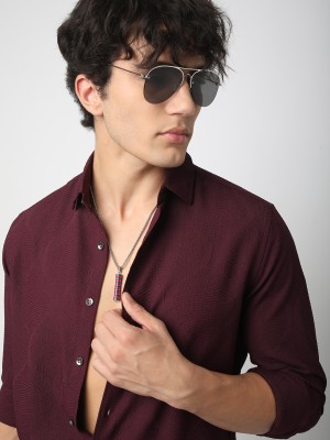 VASTRADO Men Self Design Casual Purple Shirt