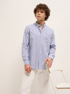 THE BEAR HOUSE Men Solid Casual Blue Shirt