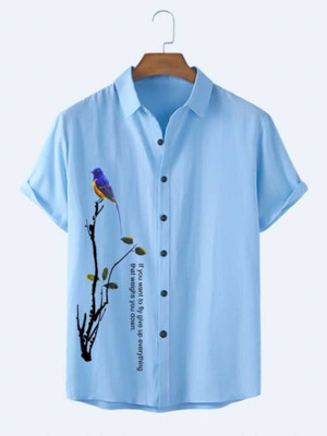 SHFASHION Men Printed Casual Black Shirt