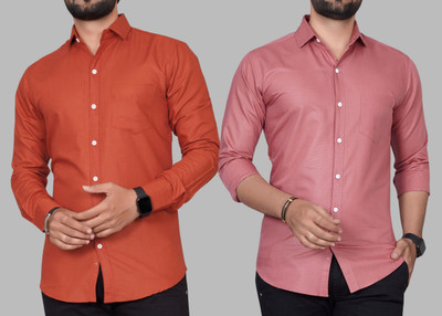 METRONAUT Men Solid Casual Multicolor Shirt(Pack of 2)