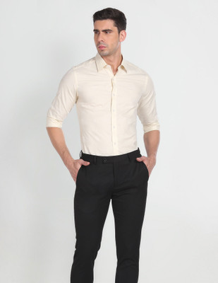 Arrow Newyork Men Solid Formal Beige Shirt