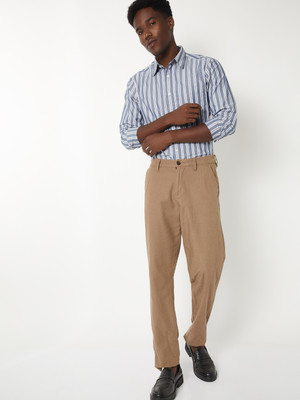 MAX Men Striped Casual Blue Shirt