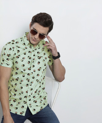 The Indian Garage Co. Men Printed Casual Green Shirt