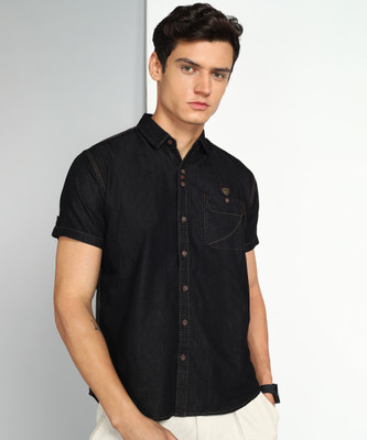 KUONS AVENUE Men Solid Casual Black Shirt