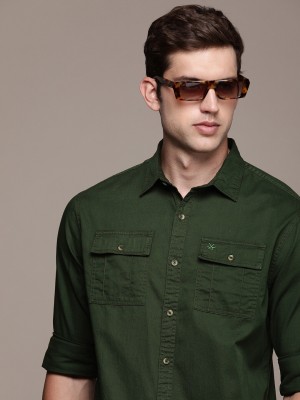 WROGN Men Solid Casual Green Shirt