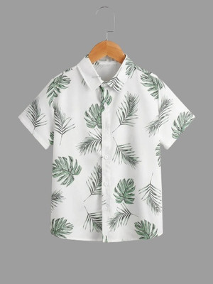 Prachi Creation Boys Printed Casual White Shirt