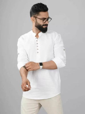 ALVIN ENTERPRISE Men Solid Straight Kurta(White)
