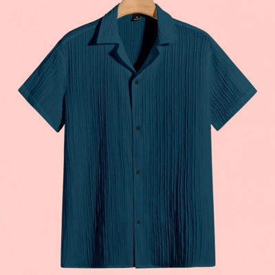 Dharamraj Fashion Men Self Design, Striped Casual Blue Shirt