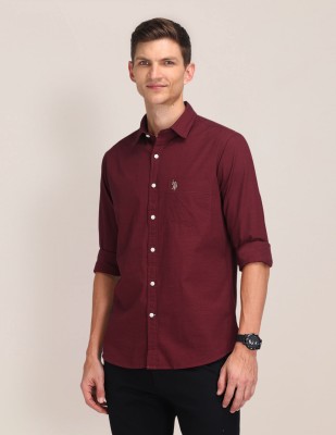 U.S. POLO ASSN. Men Solid Casual Red Shirt