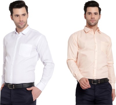 SREY Men Solid Formal White Shirt(Pack of 2)