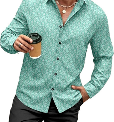 ALVIN ENTERPRISE Men Self Design Casual Light Green Shirt
