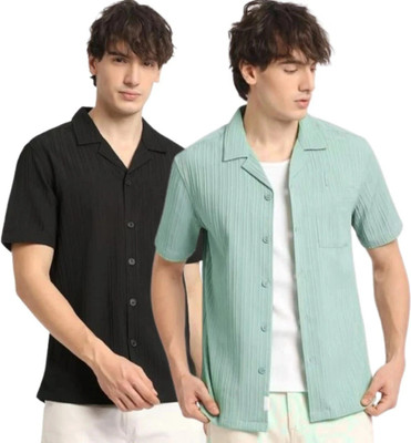 METRONAUT Men Solid Casual Multicolor Shirt(Pack of 2)
