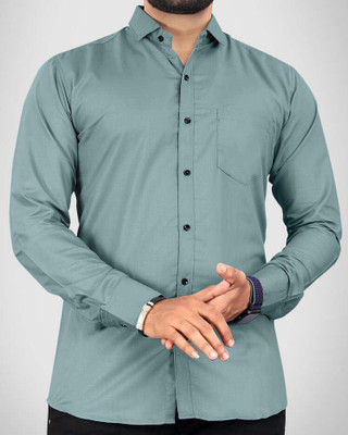 Nmore Men Solid Casual Green Shirt