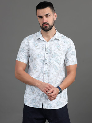 Carbonn Cloth Men Floral Print Casual White Shirt