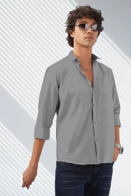 LIMDILEVEN Men Solid Formal Grey Shirt