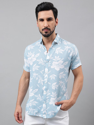 Voroxy Men Printed Casual Blue Shirt