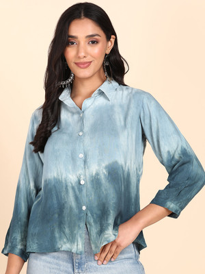 METRONAUT Women Dyed/Ombre Casual Green Shirt