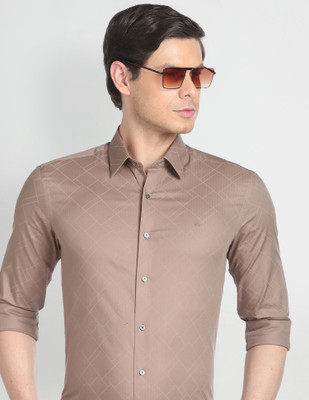 Arrow Newyork Men Printed Formal Brown Shirt