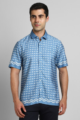 Simon Carter London Men Printed Casual Blue Shirt