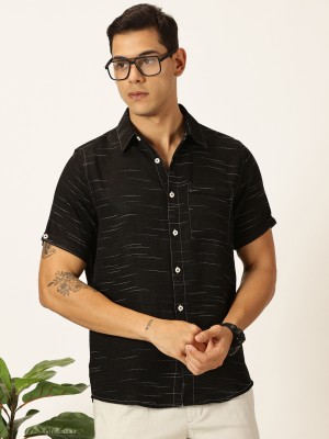 THOMAS SCOTT Men Self Design Casual Black Shirt