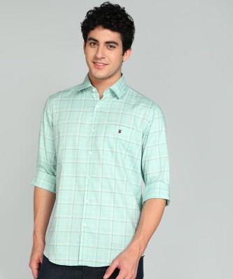 Louis Philippe Sport Men Checkered Casual Light Green Shirt