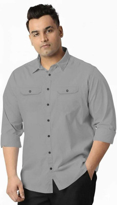 METRONAUT PLUS Men Solid Casual Grey Shirt