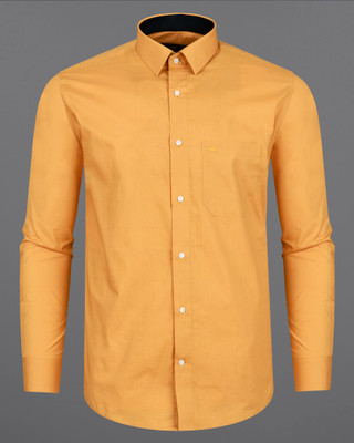 french crown Men Solid Casual Orange Shirt