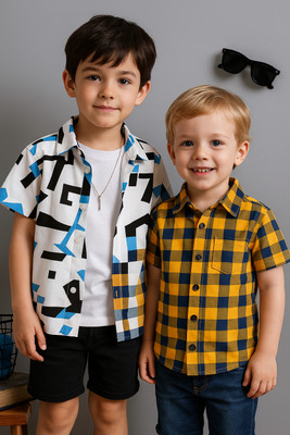 SHVFashion Boys Printed Casual Multicolor Shirt(Pack of 2)