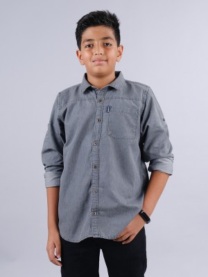 KiddoPanti Boys Solid Casual Grey Shirt