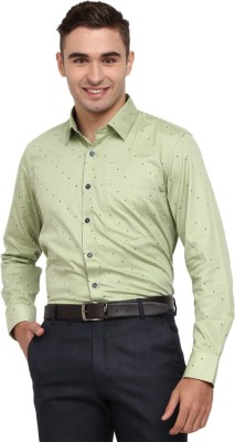 V-MART Men Printed Formal Light Green Shirt