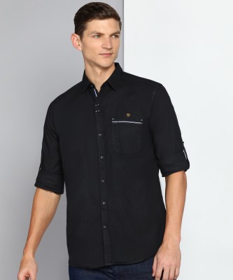 KUONS AVENUE Men Solid Casual Black Shirt