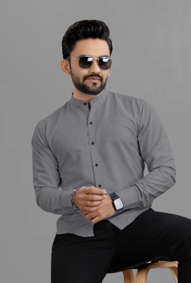 VTEXX Men Solid Formal Grey Shirt