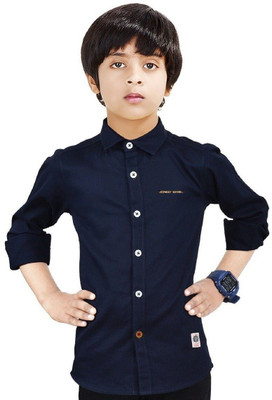 crane Boys Solid Casual Dark Blue Shirt