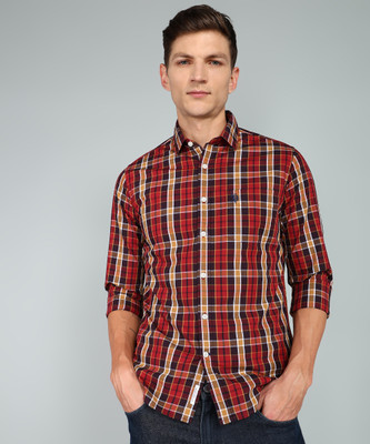 U.S. POLO ASSN. Men Checkered Casual Maroon Shirt