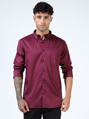 GORYLA Men Solid Formal Maroon Shirt
