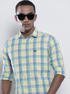 The Indian Garage Co. Men Checkered Casual Yellow Shirt