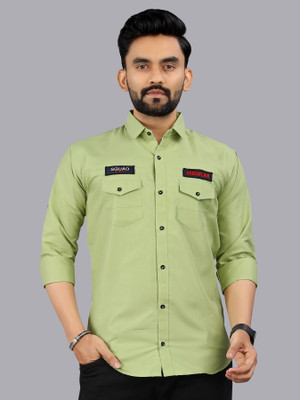 BG TEX Men Solid Casual Light Green Shirt