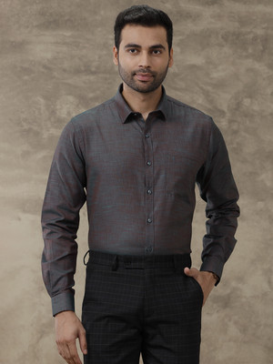 Ramraj Cotton Men Solid Formal Grey Shirt