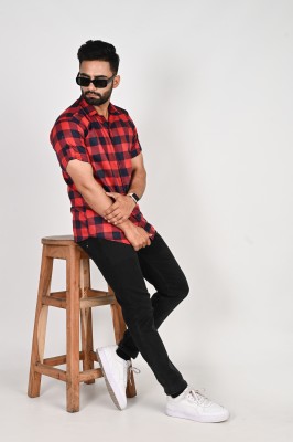 Tanip Men Checkered Casual Red Shirt