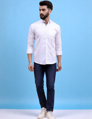 Laxmitextile Hubb Men Solid Casual White Shirt(Pack of 2)